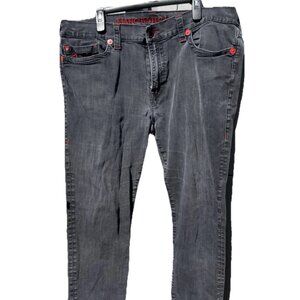 TRUE RELIGION Men’s Jean Sz 42 Manchester United Ricky Relaxed Red Embroidered